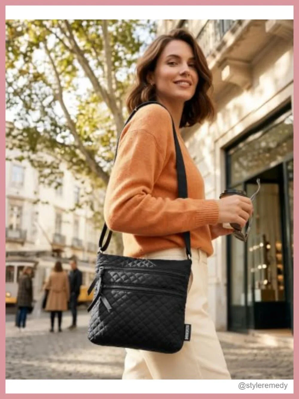 Quilted Crossbody Bag for Women, Small Sling Purse, Travel Wallet with
